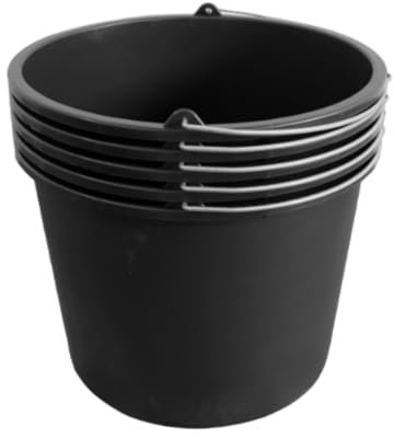 ViD® Secchio per malta e cemento, 5 pezzi, 20 litri, diametro 37 x 28 cm, secchio per tacchino, secchio per cemento/secchio da costruzione