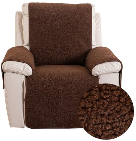 FANSU Sofa Armlehnenbezüge Lamm Samt, Sesselschoner für Relaxsessel Sesselauflage, Fernsehsessel Schutzbezug, 1 Sitzer Sofa Bezüg Sesselüberzug für Zuhause mit Haustieren (Braun,S: 56x207cm)