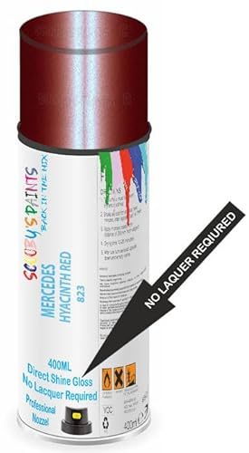 SCOOBYS PAINTS BACK IN THE MIX Direct Gloss Aerosol Spray Paint For Mercedes Hyacinth Red Code: 823 No Lacquer Required