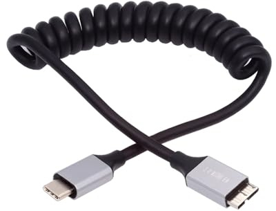 NFHK Cavo USB-C Type-C Host a Micro-USB3.0 Maschio OTG Cavo Elasticizzato a Spirale 100cm Estensione 5Gbps per Disco Telefono Fotocamera Dati