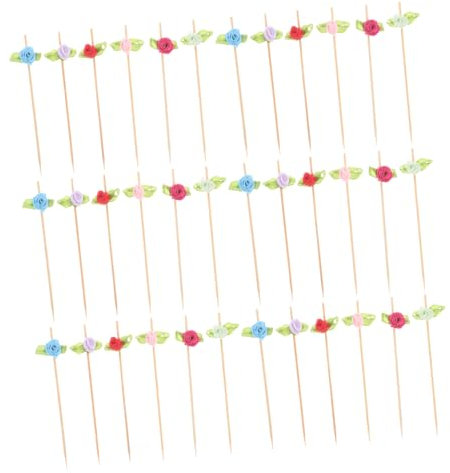 Alipis Para Aperitivos Decorativos De Frutas 12 Cm De Forma De Rosa, Color Rosa, 100 Unidades, Desechables, Perfectos Para Fiestas, Cócteles y Presentaciones Elegantes