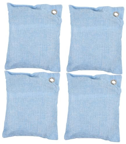 IWOWHERO Bolsas Purificadoras de Carbón Activado Paquete de 4 Unidades para Purificación de Aire Olores Bolsa de Tela de Lino y Absorción de Humedad en Coche y Hogar