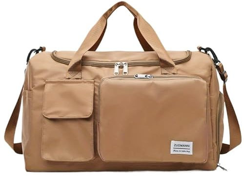 JXpxbao Reisetasche für die Nacht, Segeltuch, Leder, übergroße Wochenendtasche, große Handgepäcktasche, Reisetasche für Damen und Herren (Khaki)