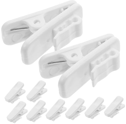 KONTONTY Lightweight White Plastic Headphone Cable Clips Attaches to Clothing with Simple Design 10pcs for Office Cubicle Accessories and Cord Management