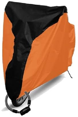 Telo Copri Bicicletta, Telo Bicicletta Da Esterno Telo copribici impermeabile antipioggia antipolvere anti-UV for esterni taglia 5 S/M/L/XL/XXL con foro for lucchetto(Orange,XL)