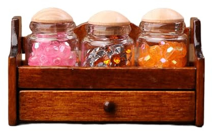 AOOOWER Winziges Holzregal, Maßstab 1:12, Puppenhäuser, Möbel, Küche, Aufbewahrung, Display, Vintage-Bastel-Kollektion, Miniatur-Küchen-Aufbewahrungs-Organizer