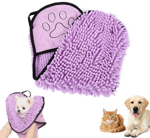 Zillary Serviette de Bain pour Chien, Serviette pour Chien en Microfibre Chenille, Serviettes pour Animaux de Compagnie, Serviettes pour Animaux de Compagnie Super Absorbante, Épaissir (Violet)