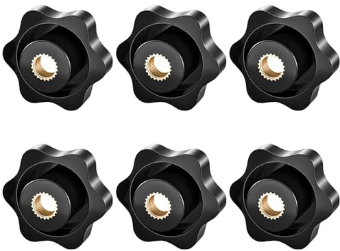 RDTOK 6 tuercas M10 con núcleo de latón, rosca interior, tuerca moleteada M10, diámetro de 38 mm, para máquinas, muebles, máquinas herramientas, aparatos de fitness