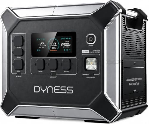 Dyness Generador Solar Portátil 2400W, Batería LiFePO4 2048Wh (Ampliable a 10.24kWh), Estación de Energía Portátil 4800W Pico, 13 Salidas, UPS, Onda Sinusoidal Pura para Casa, Camping, Furgoneta