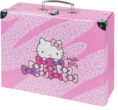Baagl Barnväska för konstundervisning – papperslåda för skoltillbehör och leksaker – leksakväska, lekväska, vikbar barnväska, vikbar väska med metallhandtag (Hello Kitty)