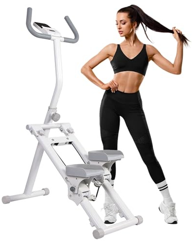 LEAFIA Stair Stepper - Máquina de escalada vertical Stairmaster para entrenamientos de cuerpo entero, plegable, compacta, máquina de escalada con pantalla LCD, manillar y pedales ajustables