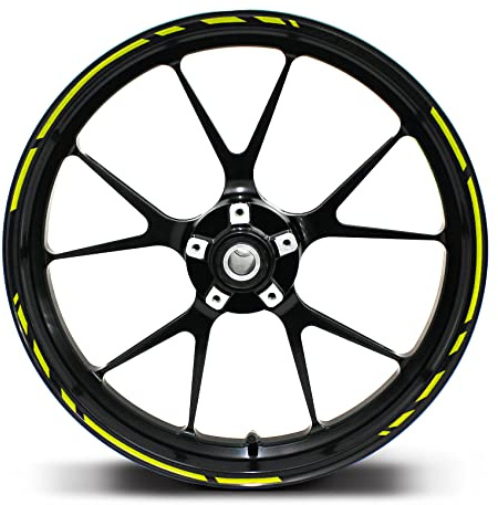 Felgenrandaufkleber Speed Design 12 Teilig Komplett-Set -Finest Folia passend für 17 Zoll & 161819 Felgen Motorrad Auto Fahrrad MR002 (Neon Gelb)