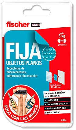 fischer - alfombrilla anti-deslizante rectangular Sclm Fija Objetos Planos Doble M blíster de 1 ud para fijar objetos a la superficie, con micro-ventosas, reutilizable, fácil aplicación