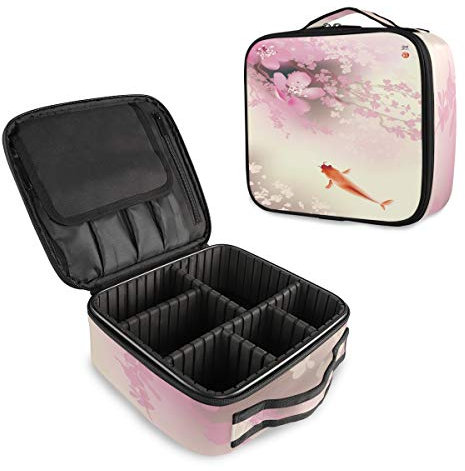Mnsruu Koi Carp Cherry Blossom - Neceser portátil con separadores ajustables