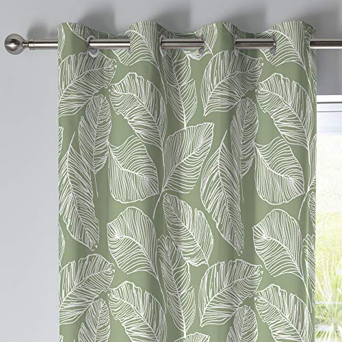Fusion 66 Width x 90 Drop (168 x 229cm), Green & White Leaf