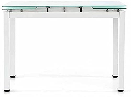 Mar.c.a. Design - Tavolo da Pranzo Allungabile Rettangolare 110x70x76 cm - Allungabile Fino a 180 Cm - Struttura in Acciaio Bianco e Piano in Vetro - Made in Italy