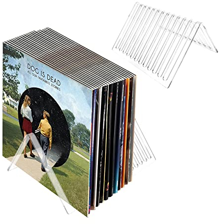 AZKEEGREY 2 Stück Dreieckig Schallplattenständer Acryl, Transparent Magazinständer, 12 Steckplätze Zeitschriftenständer für Vinyl Magazin