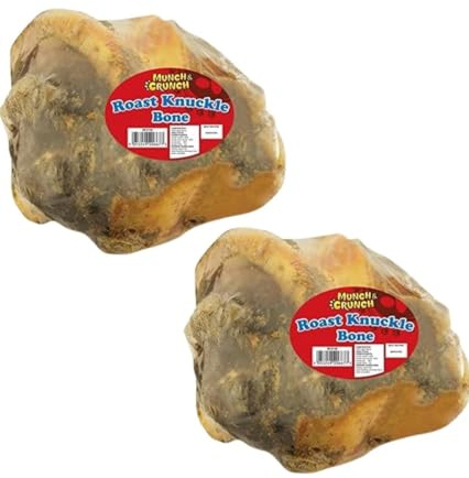 Munch & Crunch Large Roast Knuckle Bones for Dogs x 2 | 100% Natural Treats | Dog Bones Long Lasting Chews