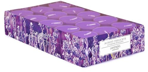 pajoma® värmeljus 30 stycken, lavendel | doftljus i polykarbonatfodral, brinntid ca 4 timmar – höjd 1,5 cm ø 3,5 cm | premiumkvalitet | dekoration, gastronomi, utomhus, vindglas, bröllop