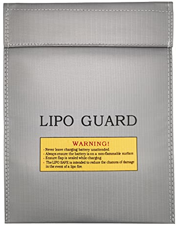 LiPo Guard, Fiber Li-Po Battery Safety Bag Fireproof Document Bag Resistant Explosion Guard for RC Batteries Protect Your Valuables Documents Money Jewelry 23 * 30cm Grey