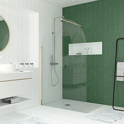 Parete doccia arrotondata 120 x 200 cm - Profilo in oro spazzolato - GOLDY CURVED