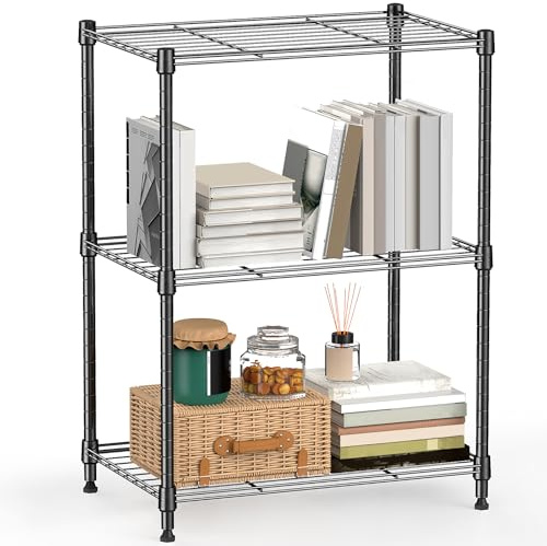 M MZG 450 lbs Steel Storage Shelving 3-Tier Utility Shelving Unit Steel Organizer Wire Rack for Home,Kitchen,Office 30 x 45 x 67 cm
