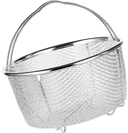 Mesh Steaming Basket, Mesh Colander Strainer Basket with Folding Handles, Stainless Steel Basket Steaming, Draining Rinsing for Cooking Kitchen (20CM)