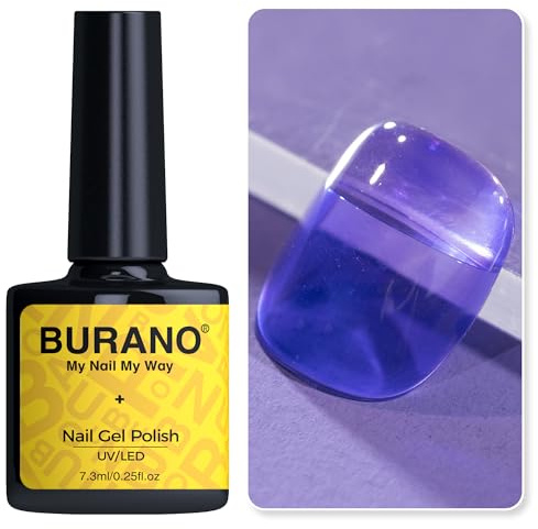 BURANO Jelly Nagellack, UV-Nagellack 7.3ml Sheer Transparent Polish, Translucent Sommer Herbst Farbe UV Gel Nägel Nageldesign (Purple T3)