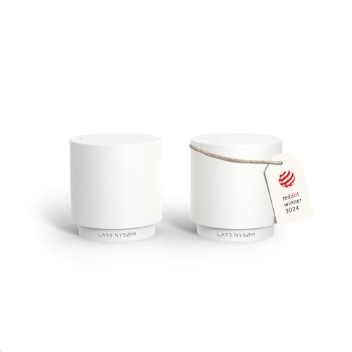 LARS NYSØM Salt- och pepparkar-set | Rostfritt stål saltkar, minimalistisk design kryddkar, lätt att fylla på (Pure White)