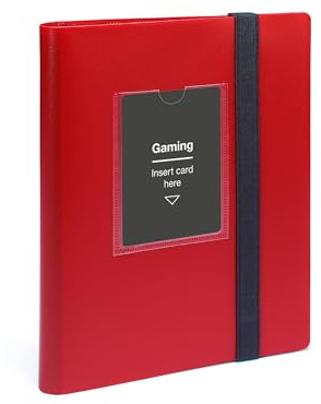 Leuchtturm 369508 TCG Album Slim Small - with 20 sleeves for 160 trading cards such as Pokémon and Digimon - softcover red-black