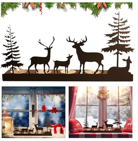 Adventskranz Teelichter,Kerzenhalter Adventskranz Schwarz für 4cm Teelicht, Adventskranz Länglich Kerzenständer Metall Modern, Baumkerzenhalter für Adventskranz Deko Adventsdeko Gesteck