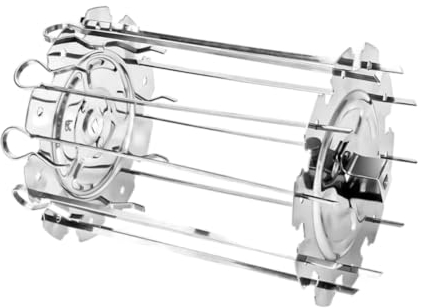KLYNGTSK Brochetas Giratorias para Kebab, Jaula para Brochetas, Brochetas para Asador de Barbacoa de Acero Inoxidable, Parrilla del Asador del Metal para la Mayoría de Freidoras de Aire, Horno