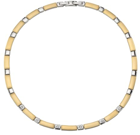Traveller Collier - Damen - Bicolor - Edelstahl - Vergoldet/Platiniert - Zirkonia - matt/glänzed - 46+ 1,5cm - 180922