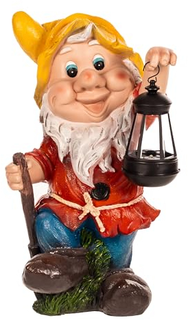 Birendy Magnifiques nains de jardin - Différents motifs - même avec éclairage LED solaire (avec fourche et LED hauteur : 40 cm)