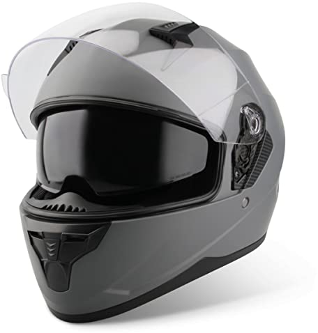VINZ Kennet Casco Integrale con Visiera Parasole | Casco Moto / Scooter Donna E Uomo | nelle taglie dalla XS-XXL | Certificato ECE 22.06 | Disponibile in diversi colori - Titanio