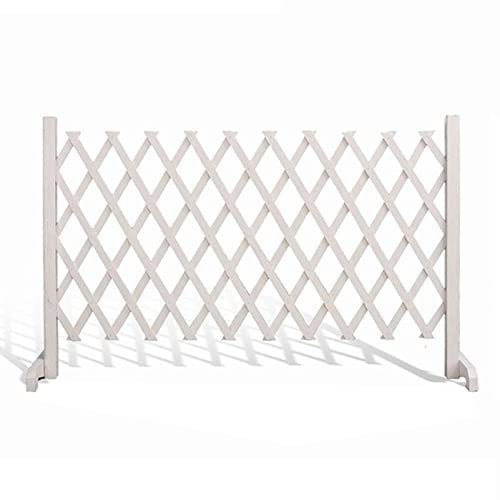 Einziehbarer Gartengitterzaun – Haustiertor aus Holz, erweiterbares Zauntor, freistehender Zaun-Sichtschutz, für Gartenterrasse, dekoratives Pflanzenklettern (weiß 190 x 90 cm)