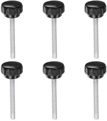QUARKZMAN M6 x 50mm Tornillo de Pulgar Roscado Métrico con Cabeza Redonda de Plástico de 30mm y Perno de Mano Roscado Tipo Tornillo de Pulgar Moleteado de Agarre en 6 Piezas