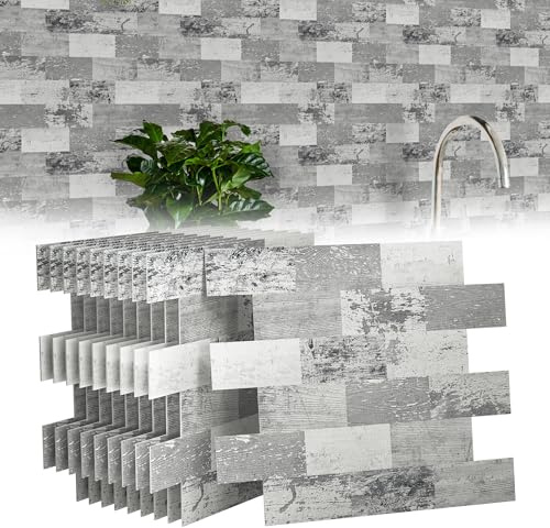 HENGMEI Lot de 10 autocollants 3D en vinyle - Panneaux muraux en PVC - Pour salle de bain, cuisine - 34 x 29 cm - Couleur I