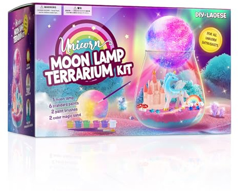 Enhörning Gåva Flicka - 3D Måne Lampara Enhörning Terrarium Kit - Idé Gåvor Flicka 4 5 6 7 8 9 10 11 12 År - Kreativa Spel Flicka 4-12 År, Gadgetleksaker för Barn