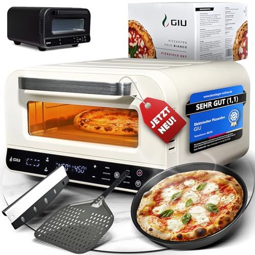 GIU Elektrischer Pizzaofen - Starker Elektro-Ofen für neapolitanische Pizza | Backofen, Pizzaofen, elektrisch, Electric Oven | Über 400 Grad FusionHeat-Tech | Genieße Steinofen-Geschmack Zuhause