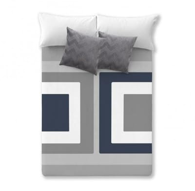 Manterol Manta VIP 584 Cuadros Azul y Gris de Terciopelo para Invierno. (Cama 135 (220 x 240 cm.))