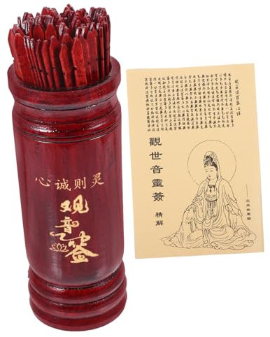 BESTonZON Bastoncini Divinazione Cinesi in Legno Accessori per Divinazione con Secchio e Tazza per Giochi Predizione della Fortuna e Riunioni