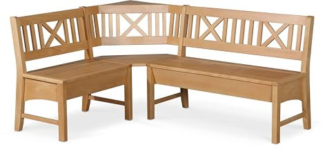 Imebel Küchen Kollektion Essgruppe Frühstückecke Holz Buche Eckbank Kuchenbank Massivholz Merlin (130x175 cm)