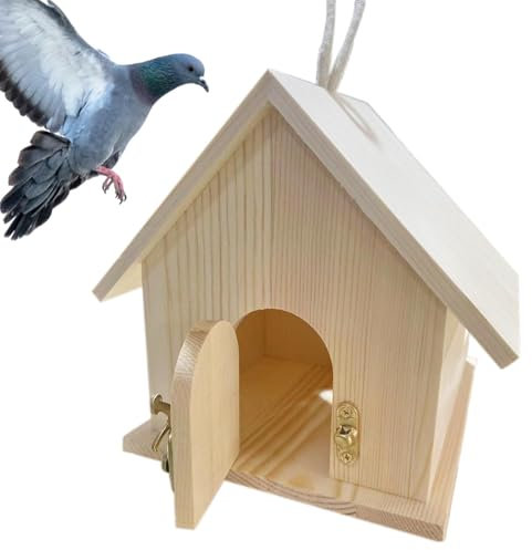 Nido de pájaros para Exterior, casa para pájaros Colgante, de Madera con Polo, Refugio de Animales, decoración al Aire Libre, casa para Mascotas para el balcón del Tronco en el Patio