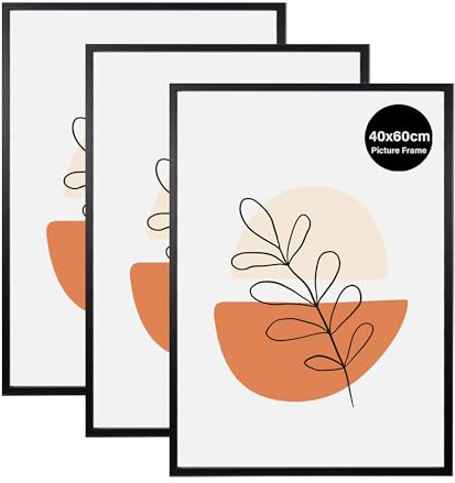KAIWIN 3 Pack Bilderrahmen 40x60 cm, Schwarz Rahmen 40x60, Holz Fotorahmen zum Aufhängen, Posterrahmen Benutzt für Fotos, Bilder, Puzzles, Poster