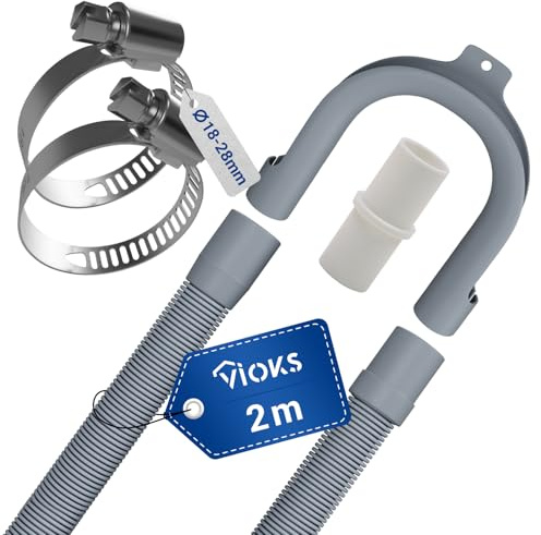 VIOKS Abwasserschlauch 2 m 19/22mmØ + 2x Klemmen + 1 Verbindungsstück