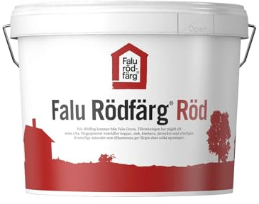 PrintGreen! Falu Rödfärg - Falunrot/Schwedenrot - die echte rote Schlammfarbe, 10 Liter, Traditionelle Schwedische Holzfarbe, für Sägeraues Holz