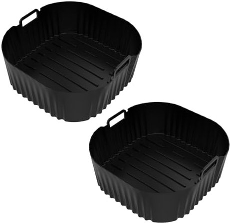 2 PièCes Plat Silicone Air Fryer, Panier Airfryer Silicone 6,2l Moule Silicone Air Fryer RéUtilisable Panier En Silicone Pour Friteuse à Air Chaud Doublures Silicone Pour Friteuse Air, Micro-Ondes
