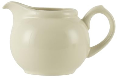 Bricco per latte in ceramica, in porcellana, per caffè, latte, con manico, per casa e cucina, 350 ml (avorio)
