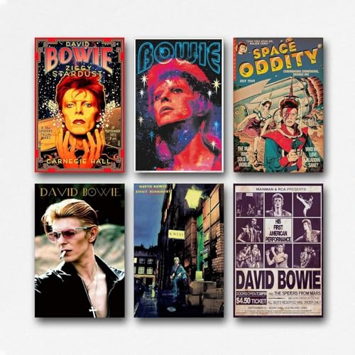 Tayuote David Bowie Music - Set di 6 poster da parete vintage Singer, decorazione estetica per camera da letto, 20 x 30 cm, stile 5